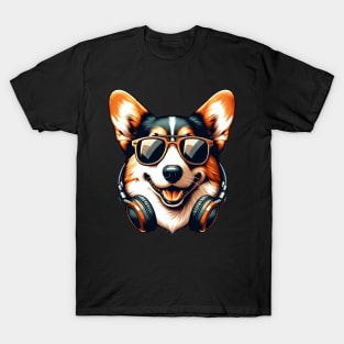 Cardigan Welsh Corgi as Smiling DJ in Japanese Art Style T-Shirt